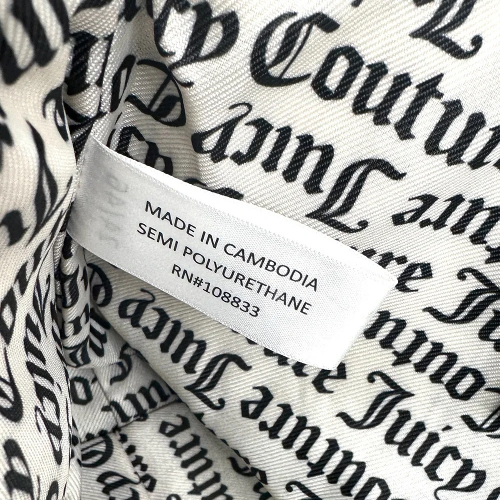 Juicy Couture Black Faux Leather Medium Shoulder Bag Goldtone Chain Strap - Picture 12 of 12